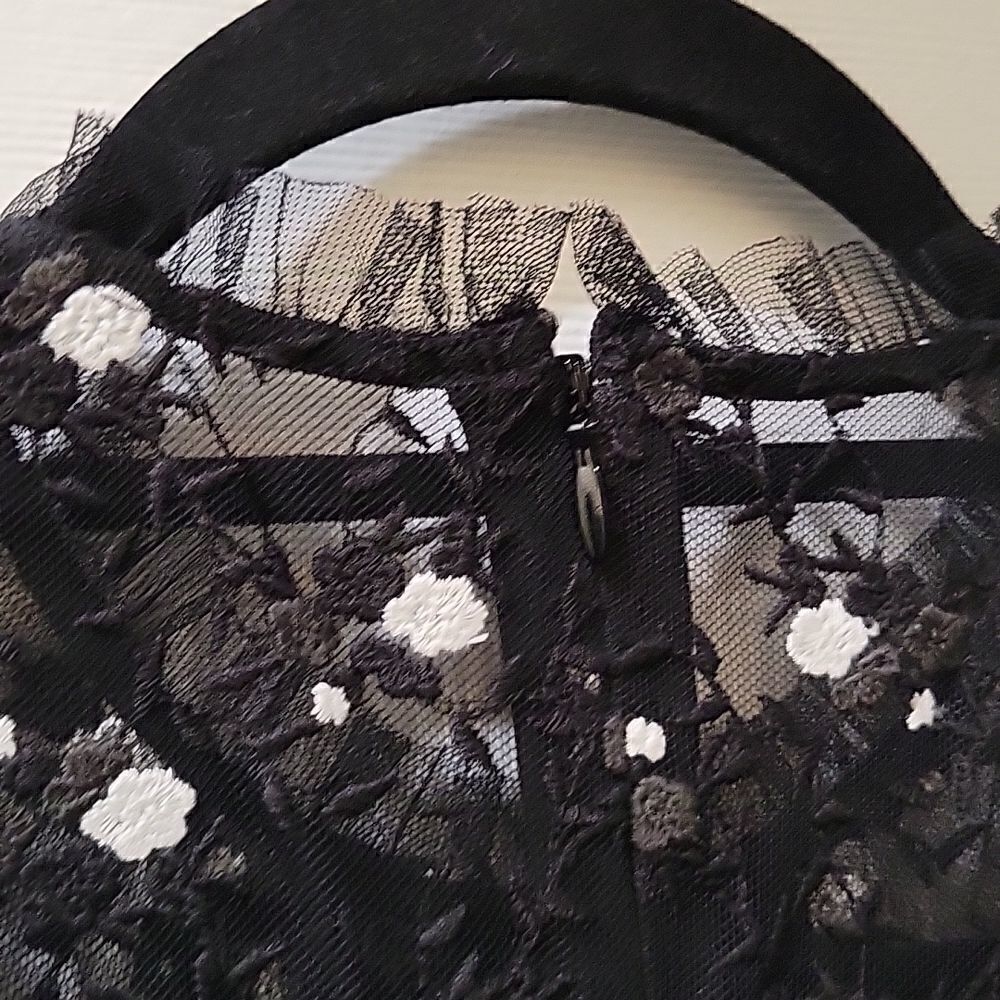 Pearl Lela Rose Embroidered Lace and Tulle Flounce Dress - Picture 10 of 16